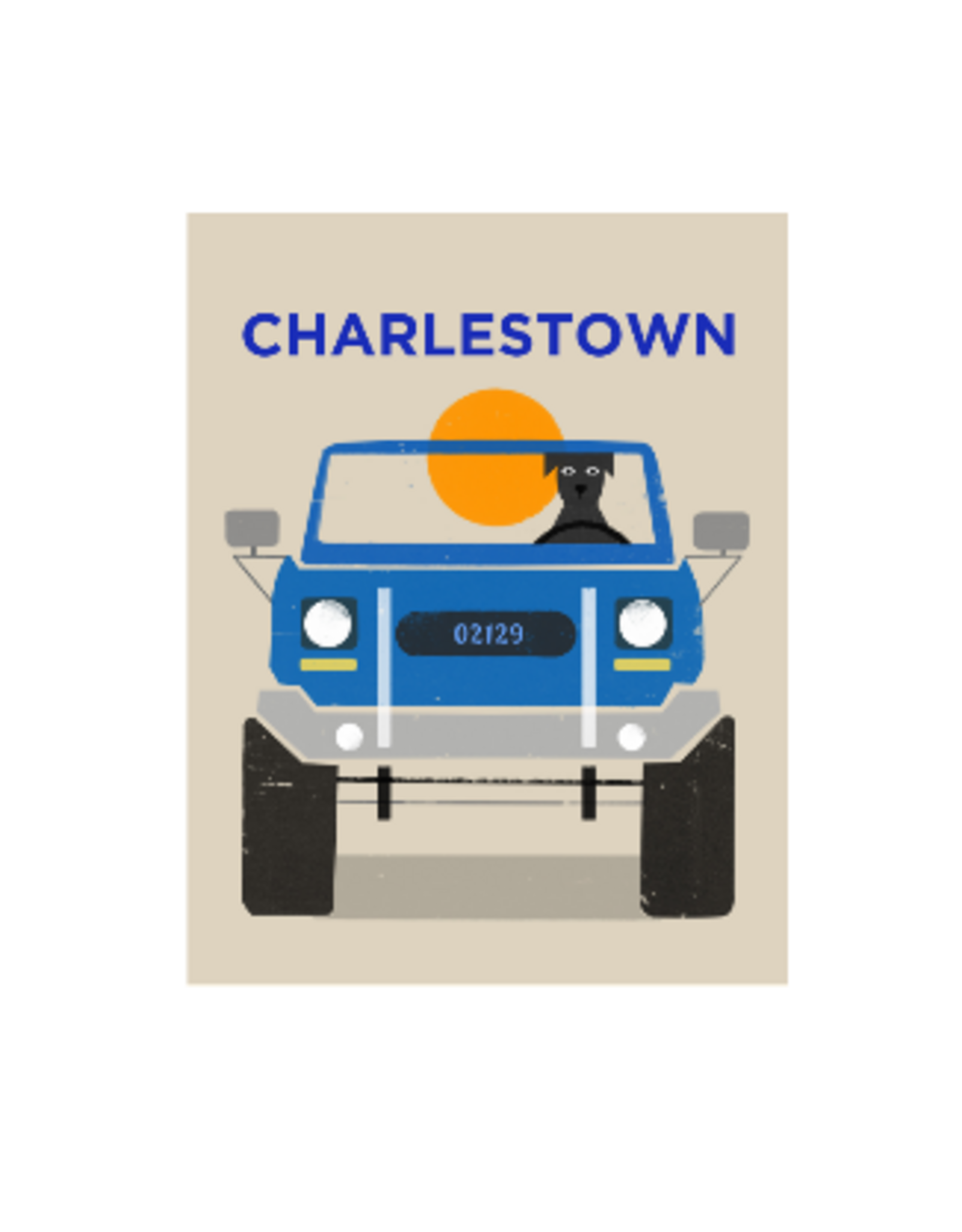 Sunhee Studio Black Dog in Jeep 5x7 Matted Print by Sunhee Studios