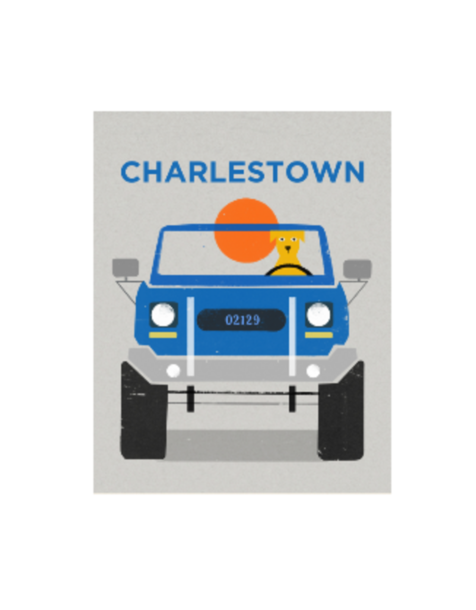 Sunhee Studio Yellow Dog in Jeep 5x7 Matted Print by Sunhee Studios