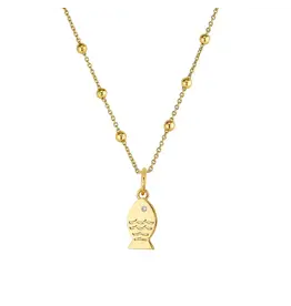 ASHA by Ashley McCormick Mini Fish Charm in Ivory on 16" Florence Chain by ASHA