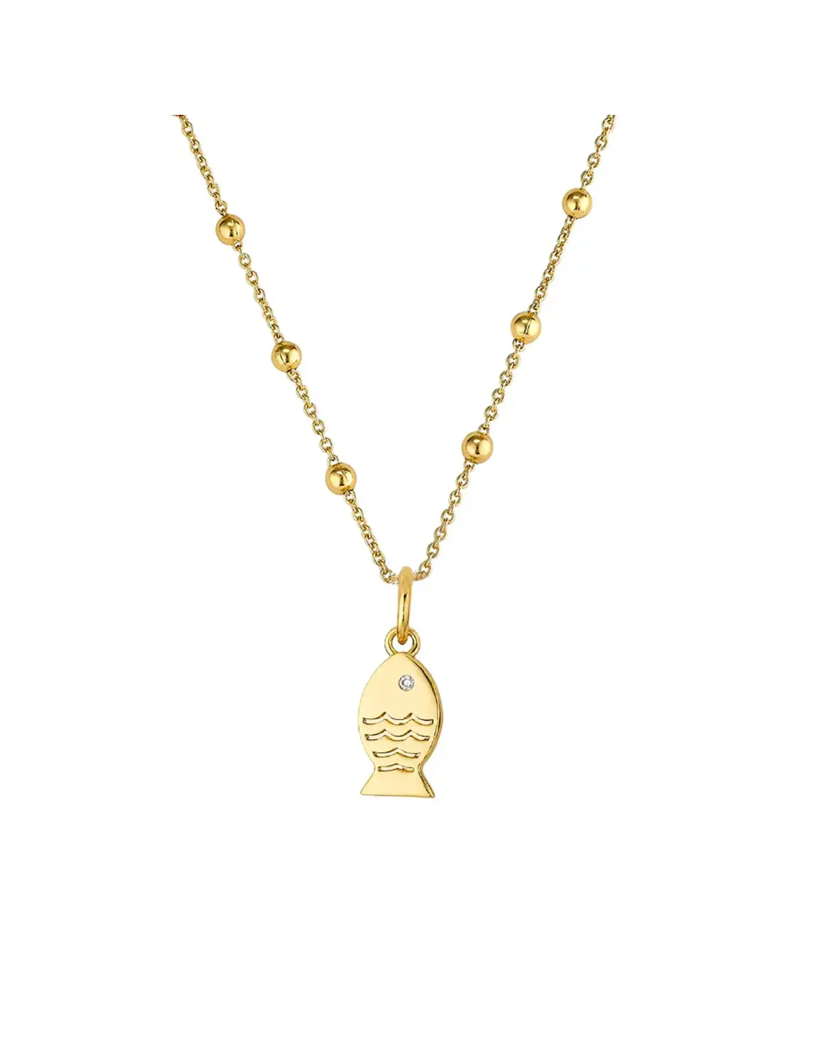 ASHA by Ashley McCormick Mini Fish Charm in Gold on 16" Florence Chain by ASHA