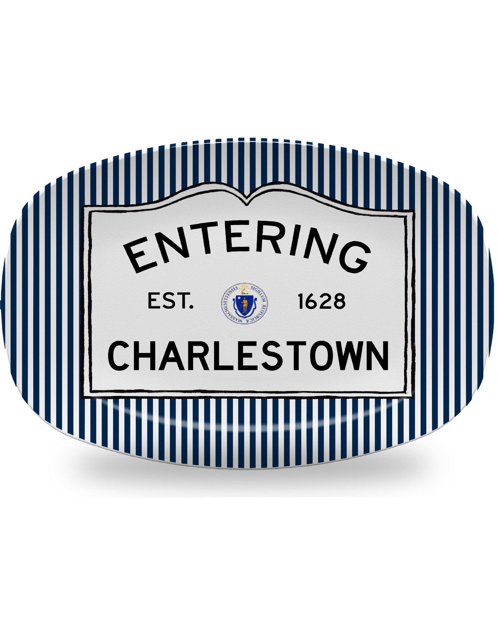 Mariposa Entering Charlestown Navy Stripe HeatSafe Tray