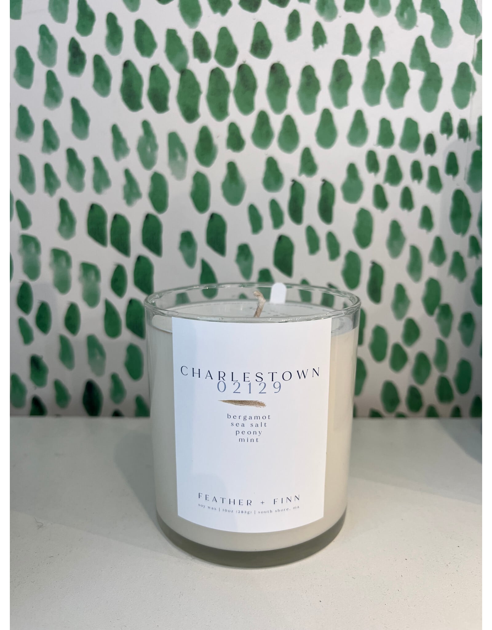 Feather + Finn Charlestown 02129 Candle in Peony & Mint by Feather + Finn