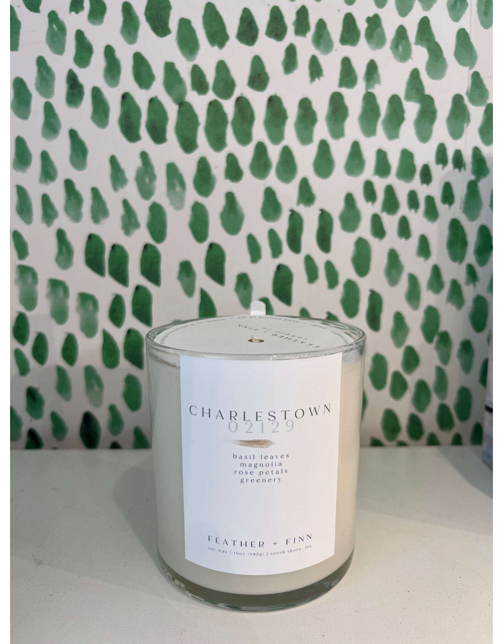 Feather + Finn Charlestown 02129 Candle in Rose & Greenery by Feather + Finn
