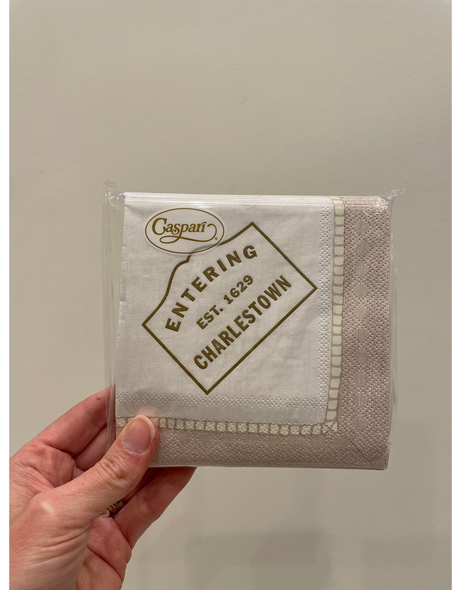 Caspari Tan Entering Charlestown Cocktail Napkins