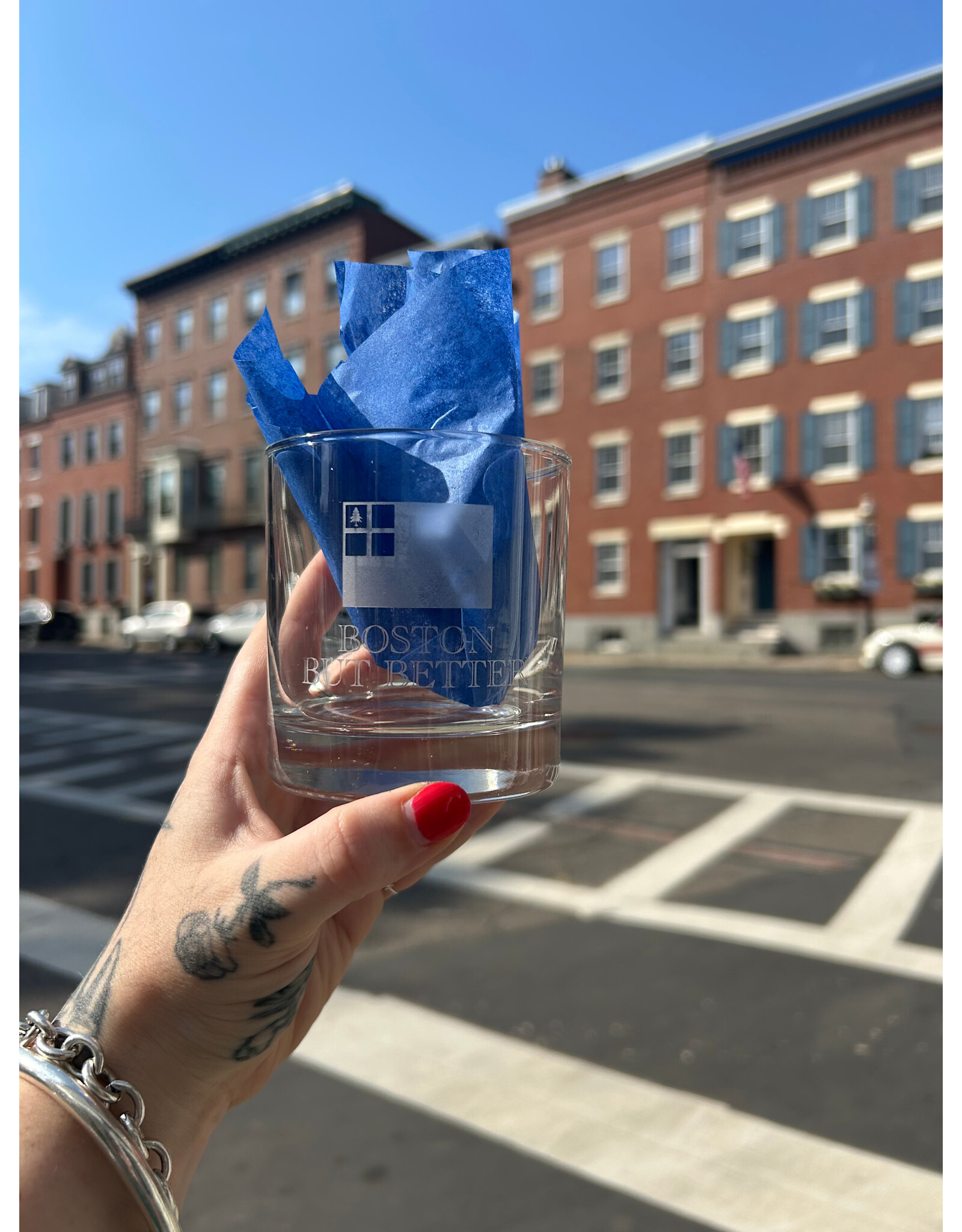 Susquehanna Glass Boston But Better with Flag Double Old Fashioned Glass