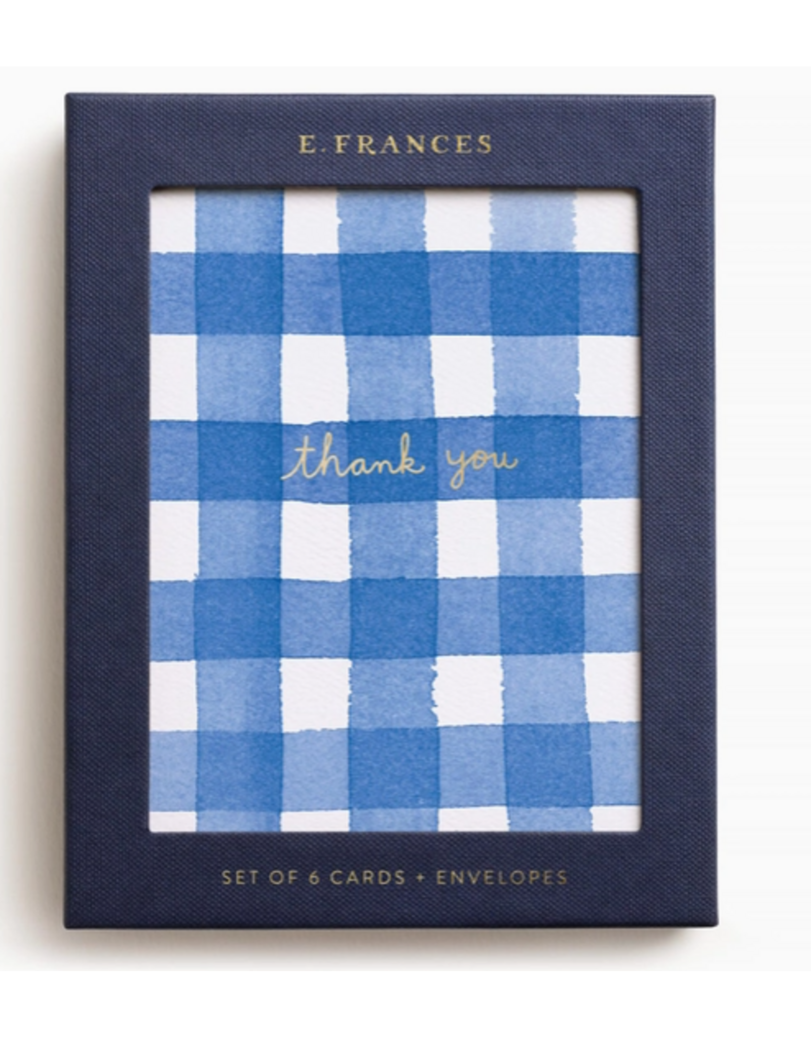 E. Frances Blue Gingham Thank You Boxed Notecards - Set of 6