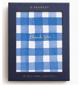 E. Frances Blue Gingham Thank You Boxed Notecards - Set of 6