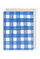 E. Frances Blue Gingham Thank You Card