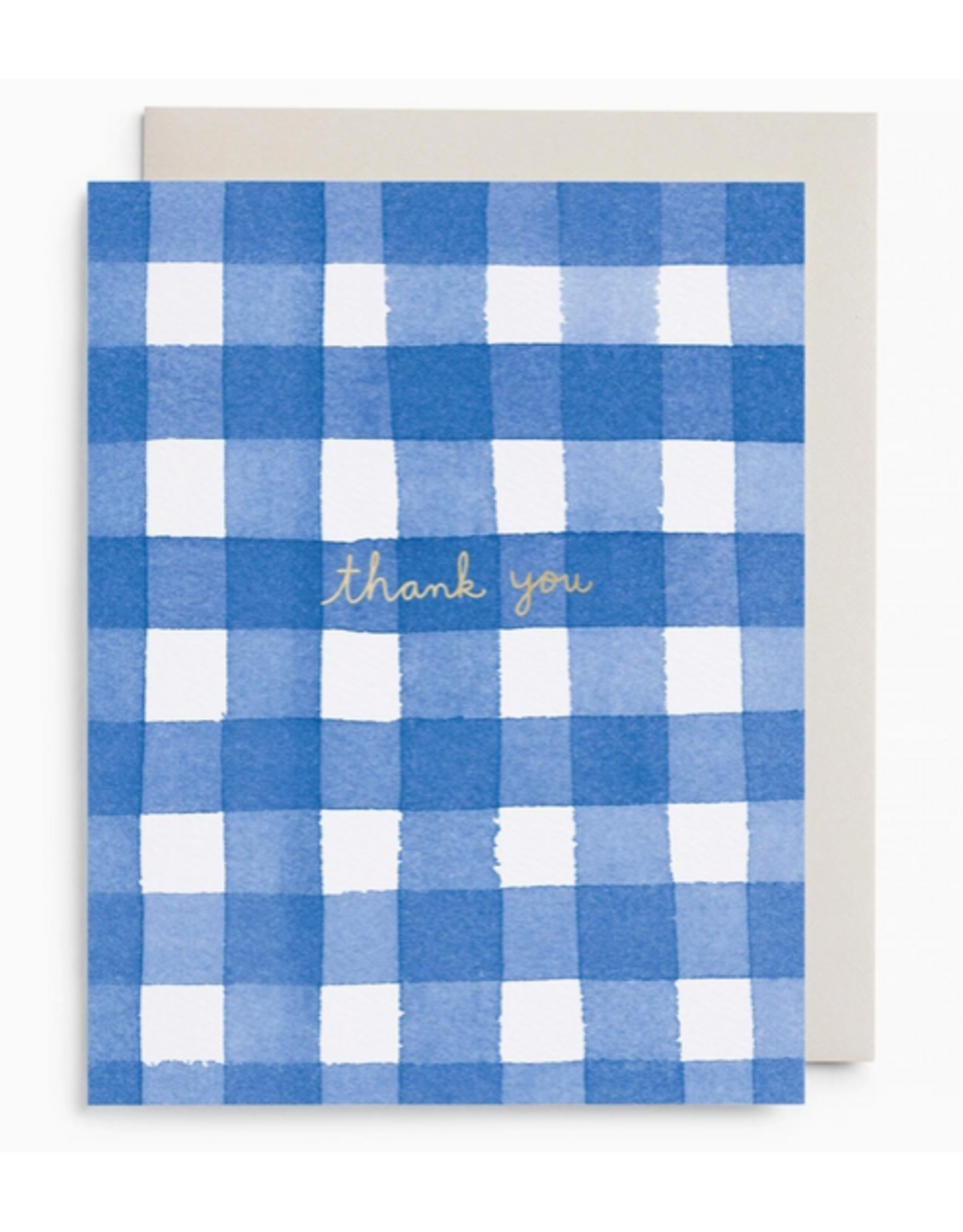 E. Frances Blue Gingham Thank You Card