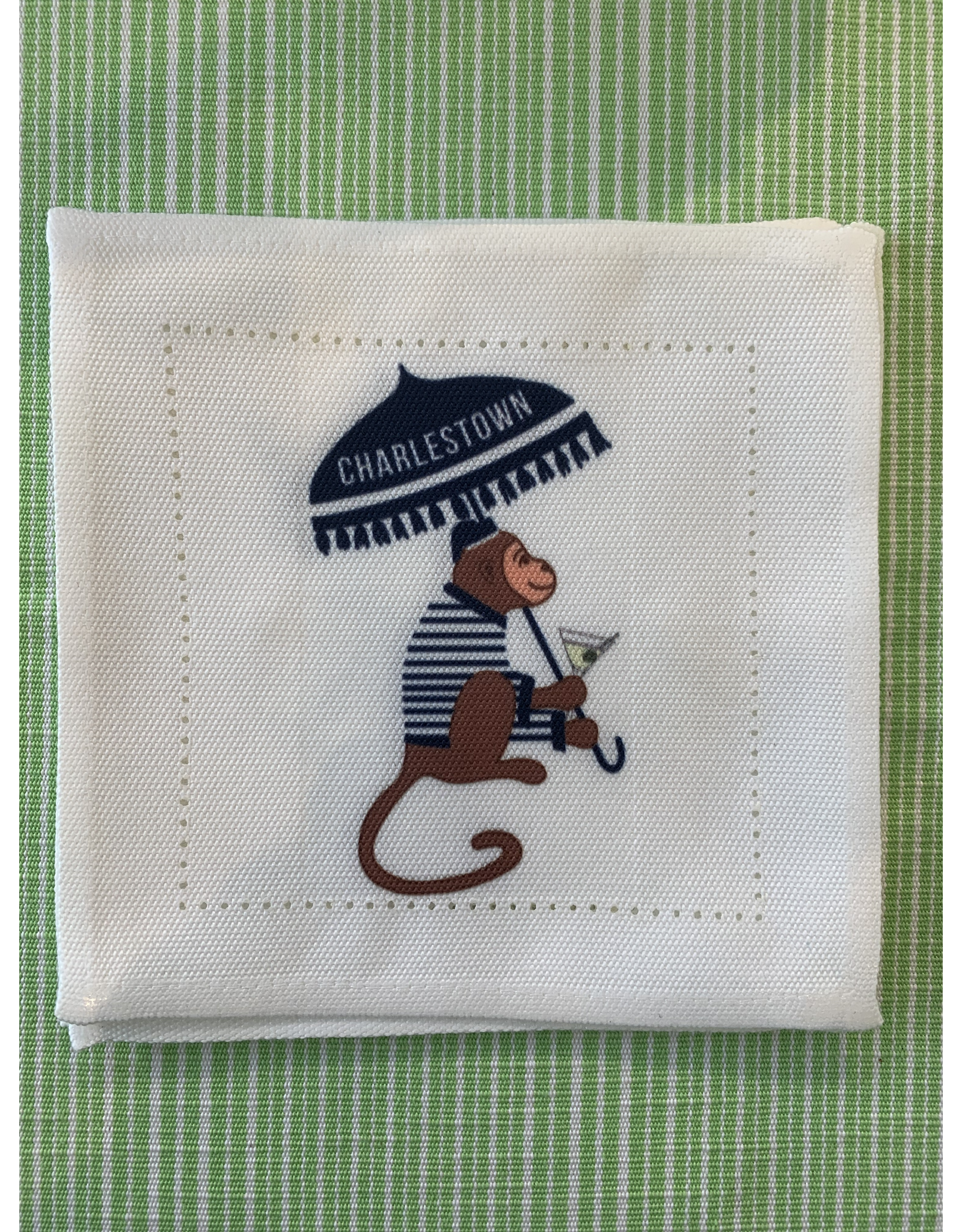 Tabletop Shop at Place & Gather Charlestown Monkey with Parasol Cocktail Napkins - Set of 4