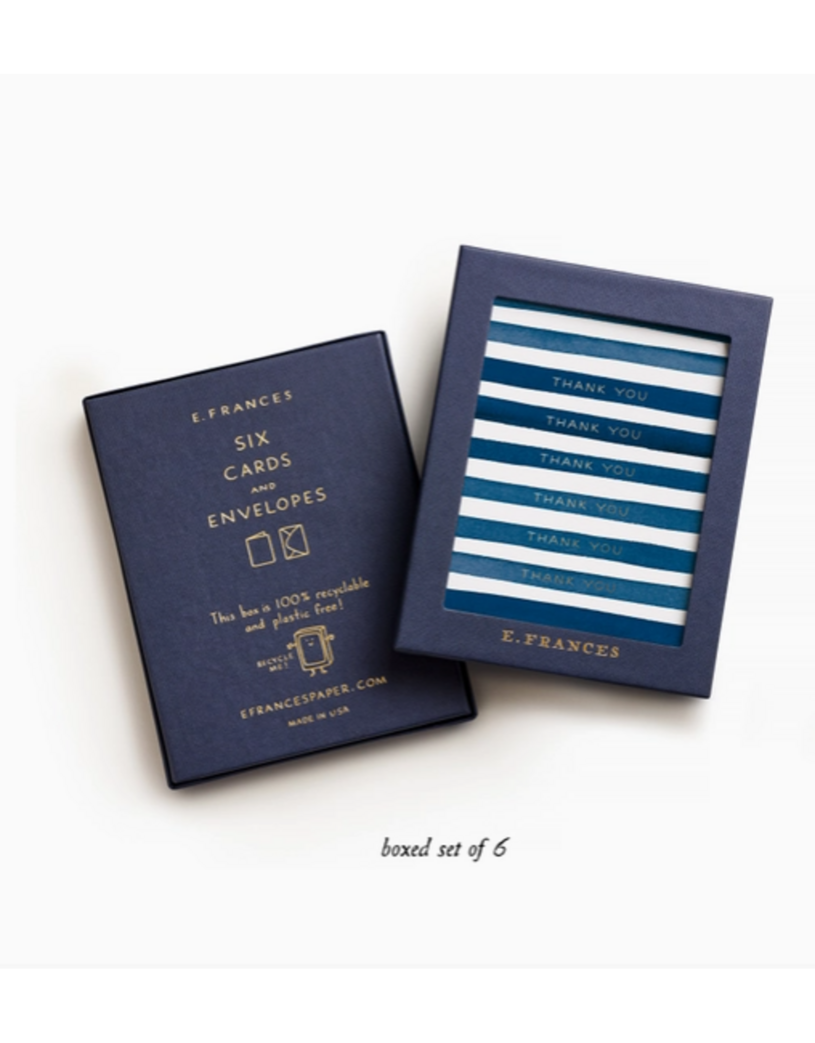 E. Frances Navy Stripes Thank You Boxed - Set of 6
