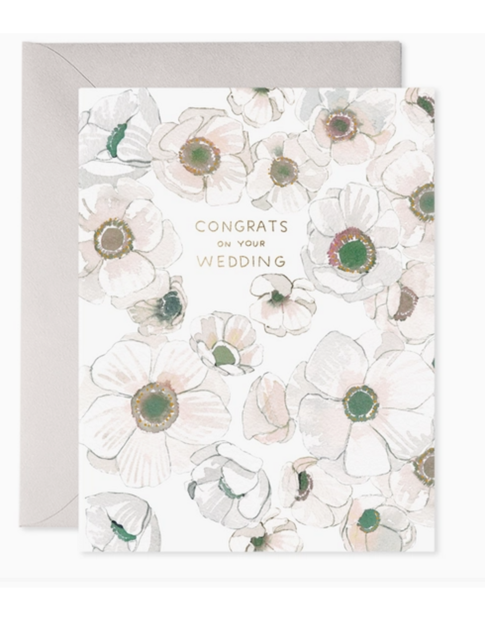 E. Frances White Flower Wedding Card