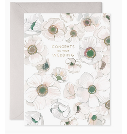 E. Frances White Flower Wedding Card