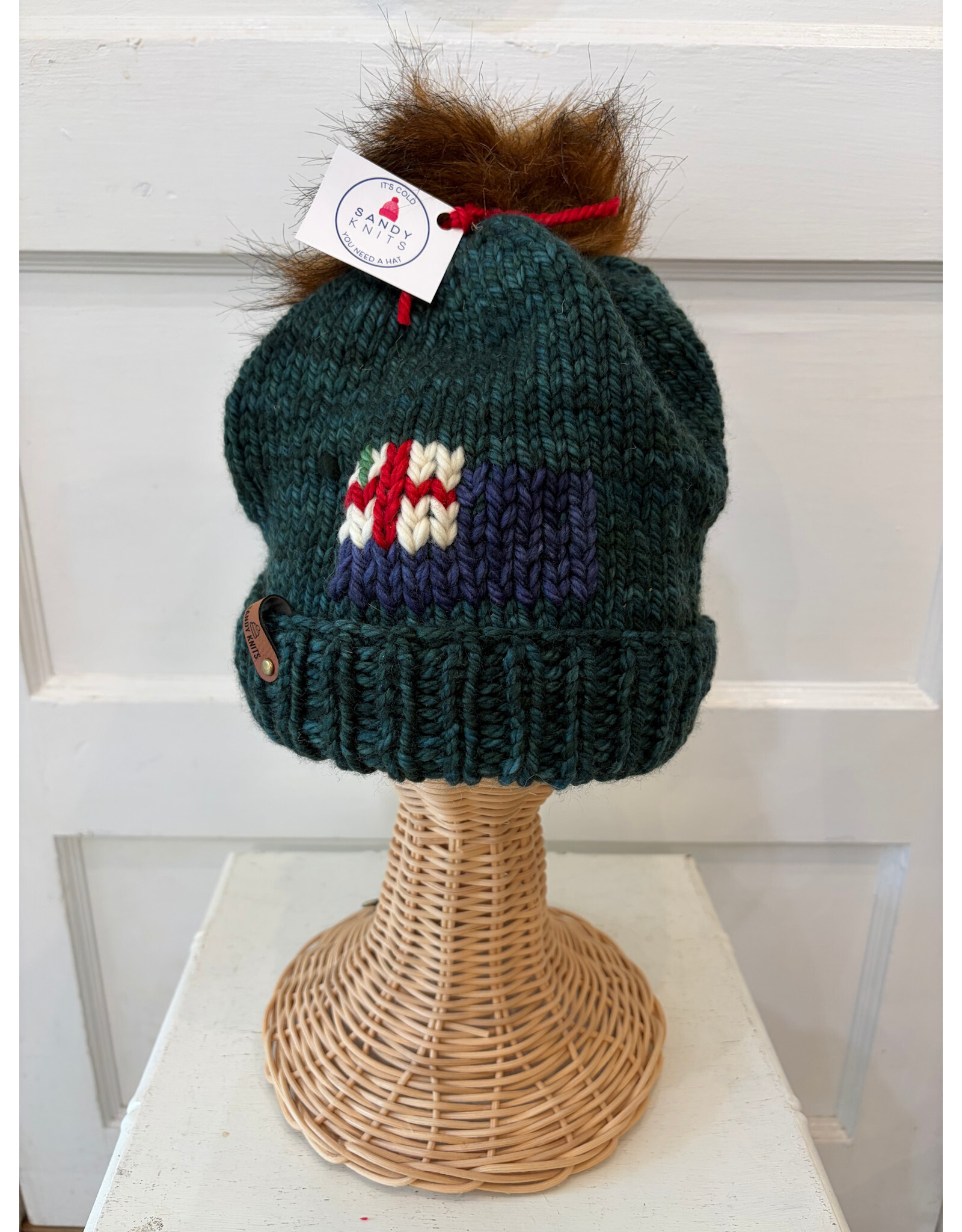 Sandy Knits Bunker Hill Flag Knitted Hat in Green