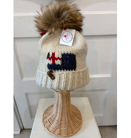Sandy Knits Bunker Hill Flag Knitted Hat in Ivory