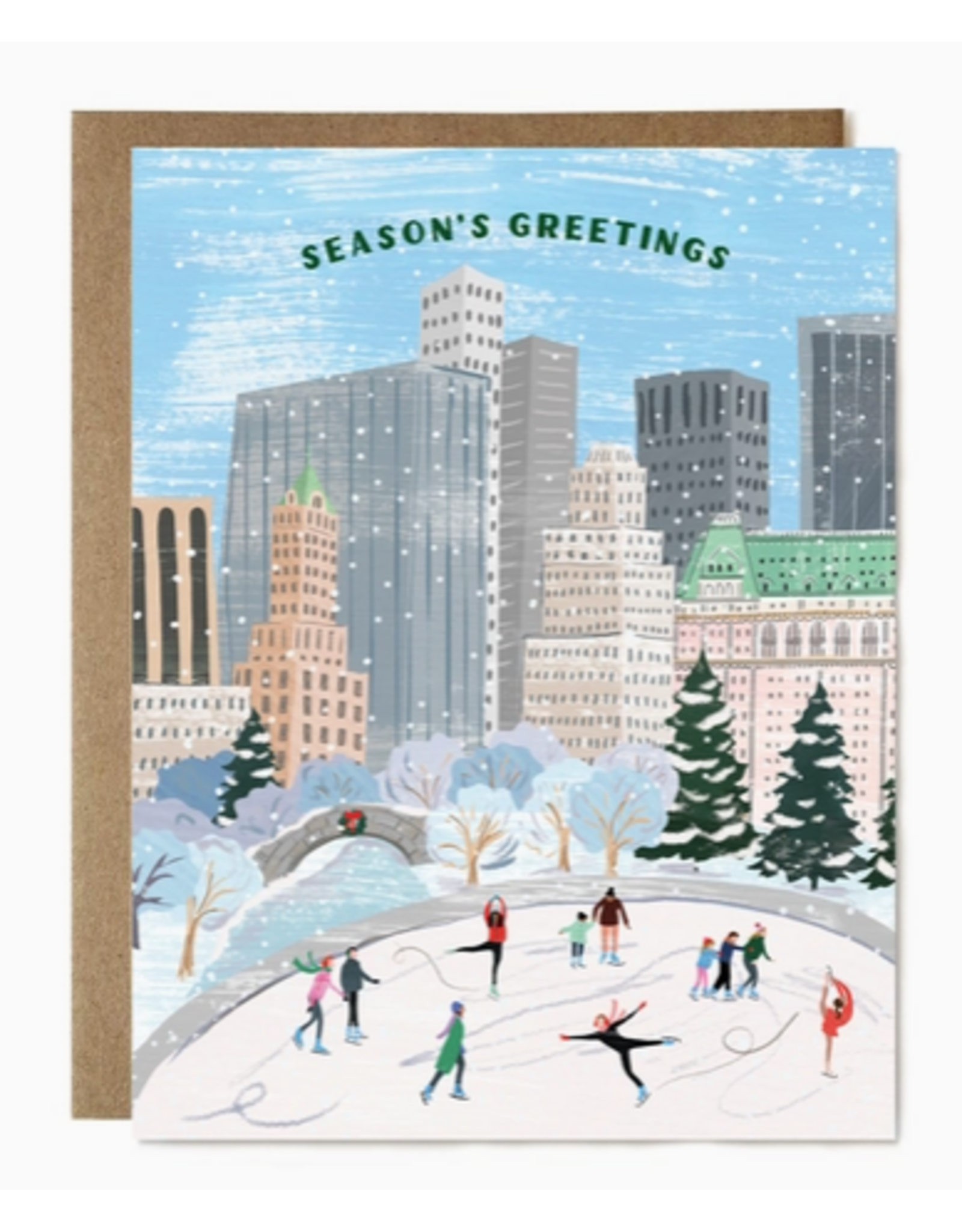 Ula Bloom Ice Skaters Seasons Greetings Card