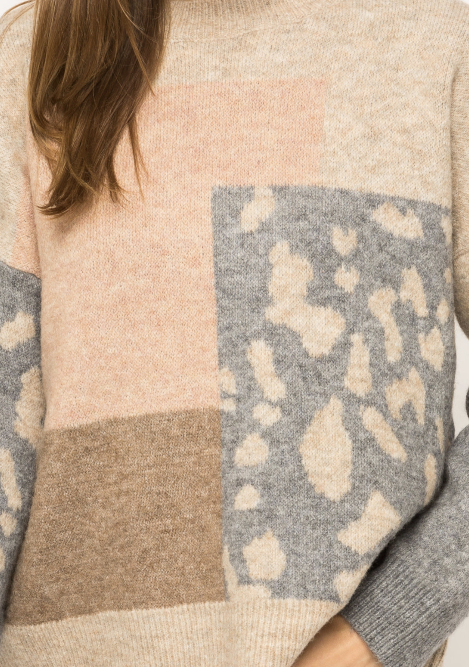 leopard patchwork sweater