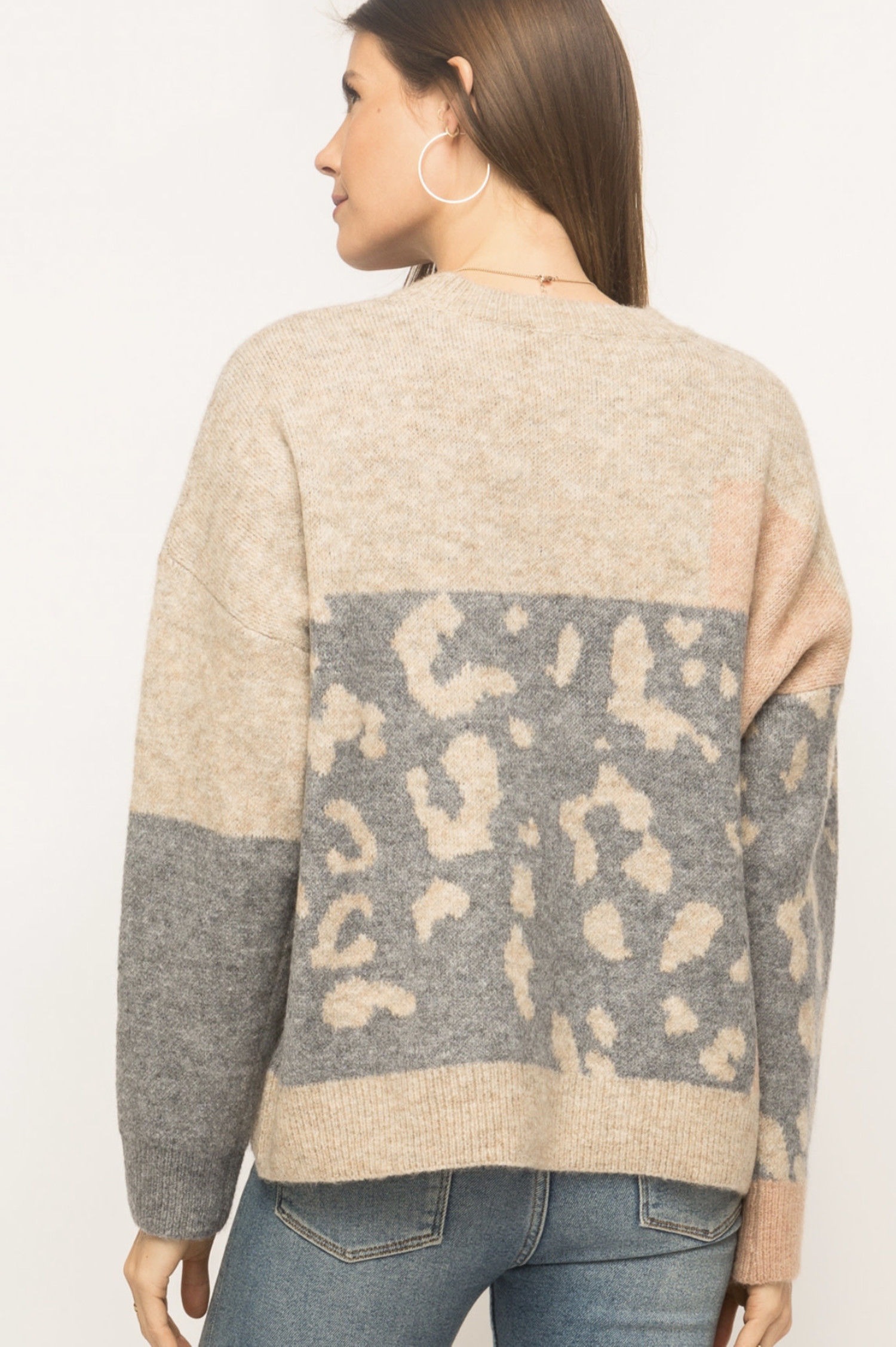 leopard patchwork sweater