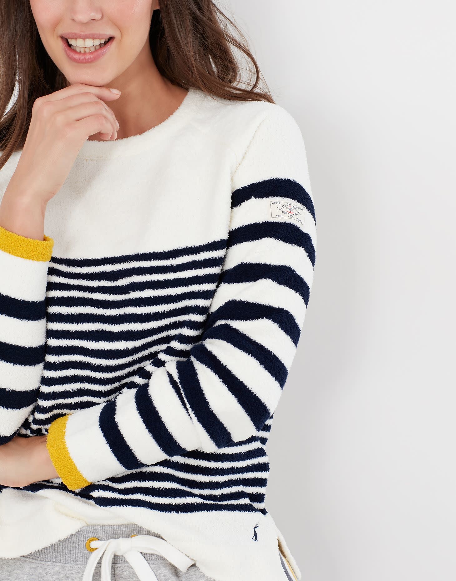 Joules 214259 Seaport Chenille Sweater Cream Navy Stripe Figgs