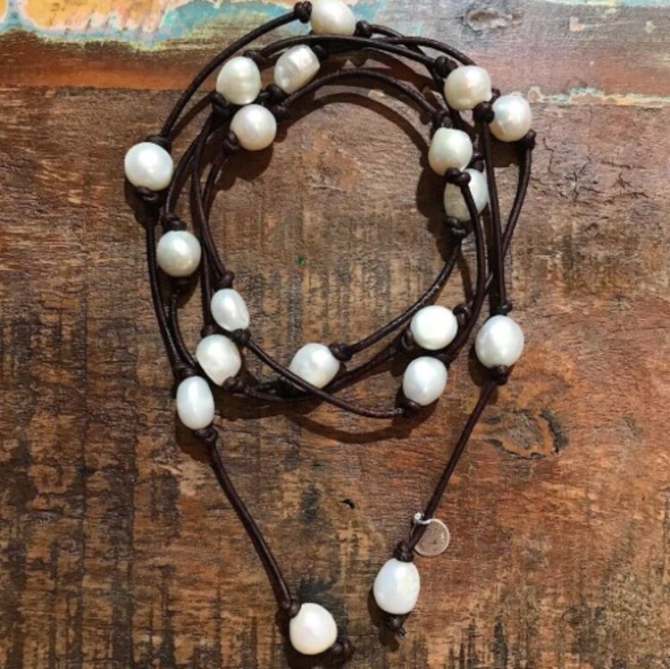 Nugget Pearl Wrap Necklace