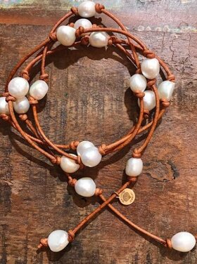 Nugget Pearl Wrap Necklace - 3 Colors