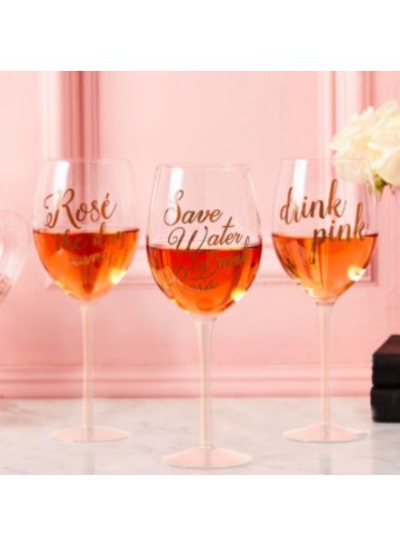 Two's Company Wine Glass With Rose Sayings