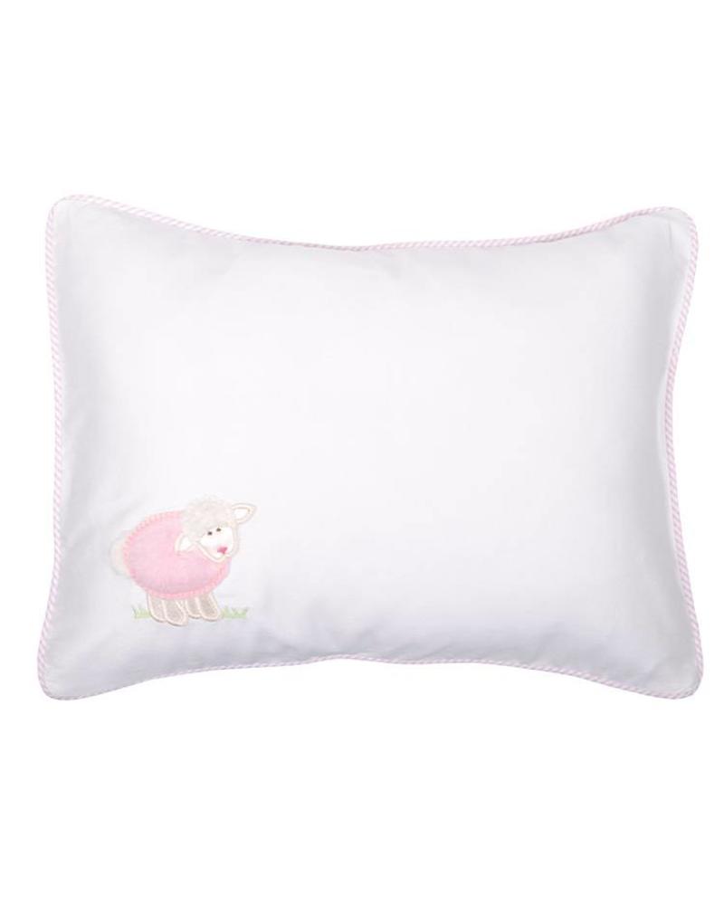 Personalized Pink Baby Lamb Pillow Name Birth Date Initial