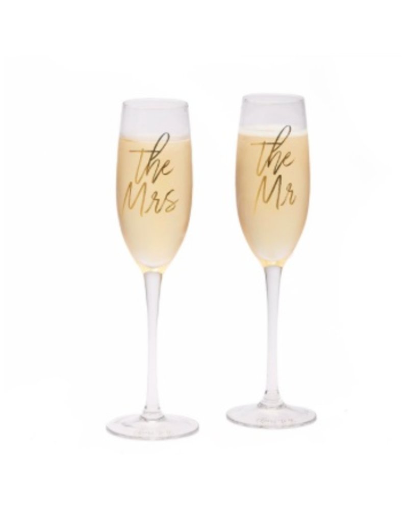 champagne glasses with initials