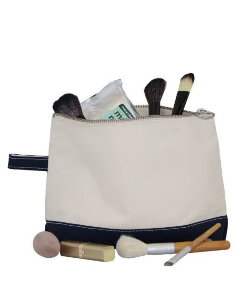 Bally Italian Monogram Print Cosmetic Toiletry Makeup Bag Zip 7.5
