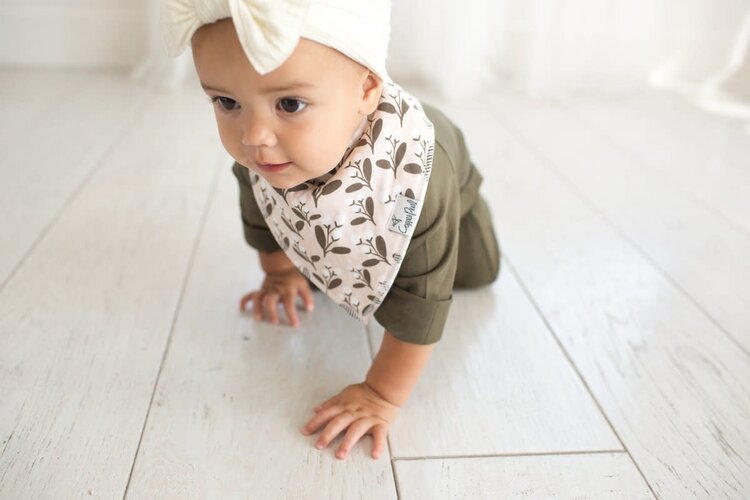 Copper Pearl Olive Bandana Bib Set