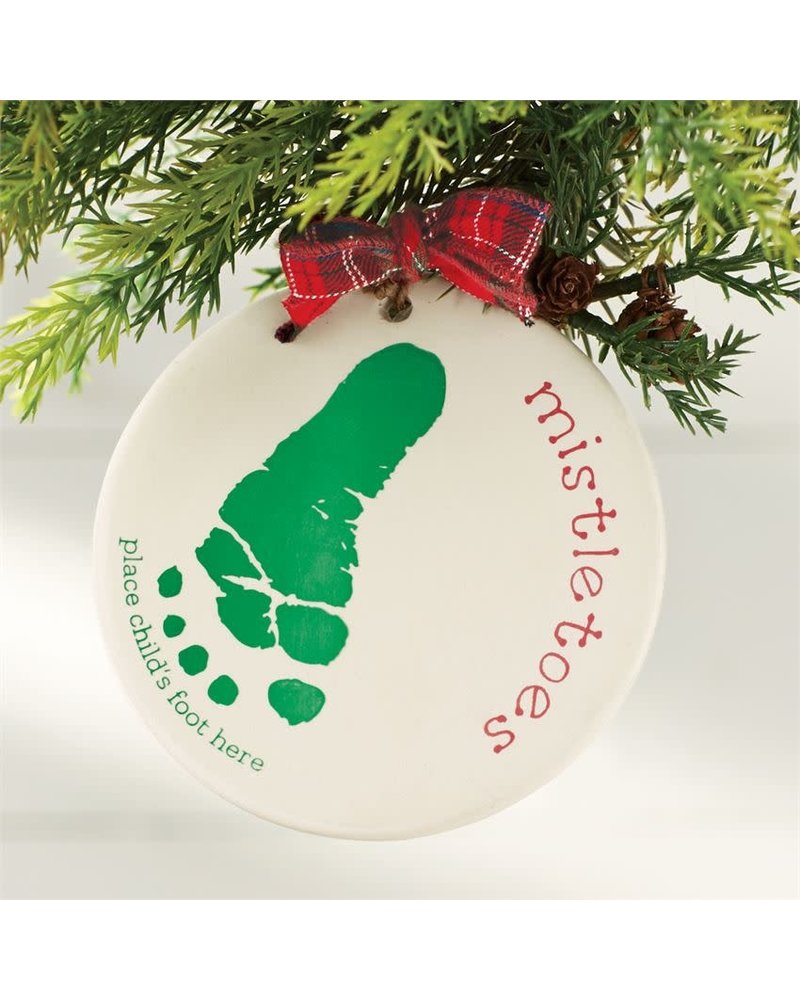Mudpie Mistletoes Baby Foot Print Ornament