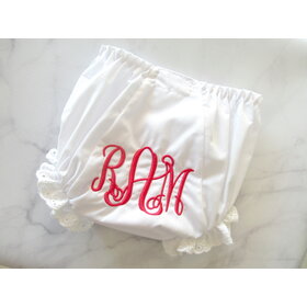Monogrammed White Baby Bloomer