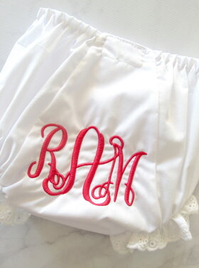 Monogrammed White Baby Bloomer