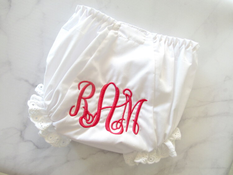Monogrammed White Baby Bloomer