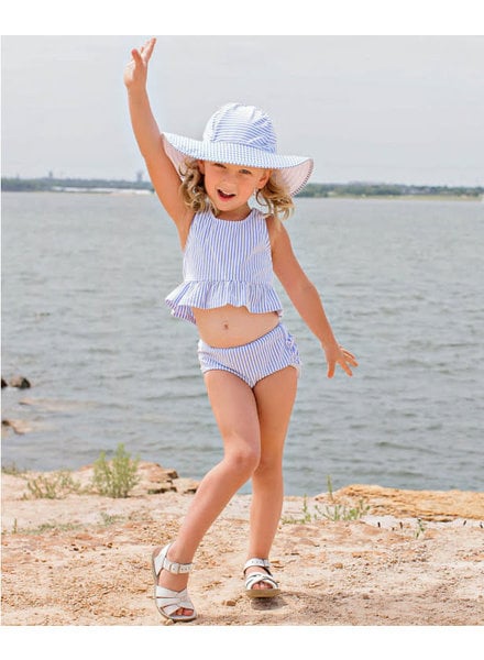 Ruffle Butts Periwinkle Seersucker Swim Hat