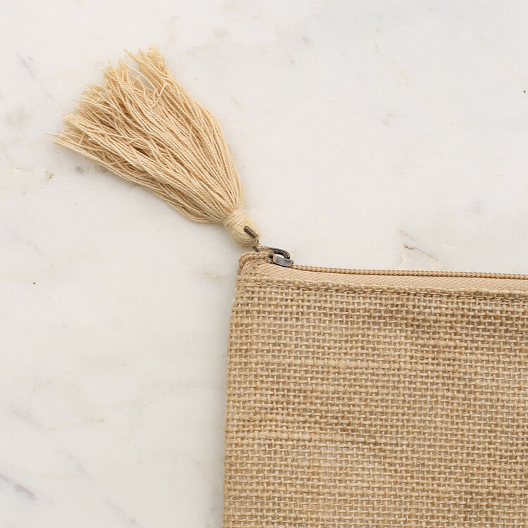 Monogrammed Jute Cosmetic Bag