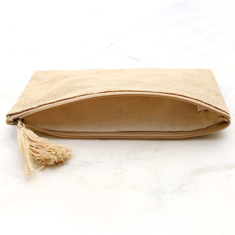 Monogrammed Jute Cosmetic Bag
