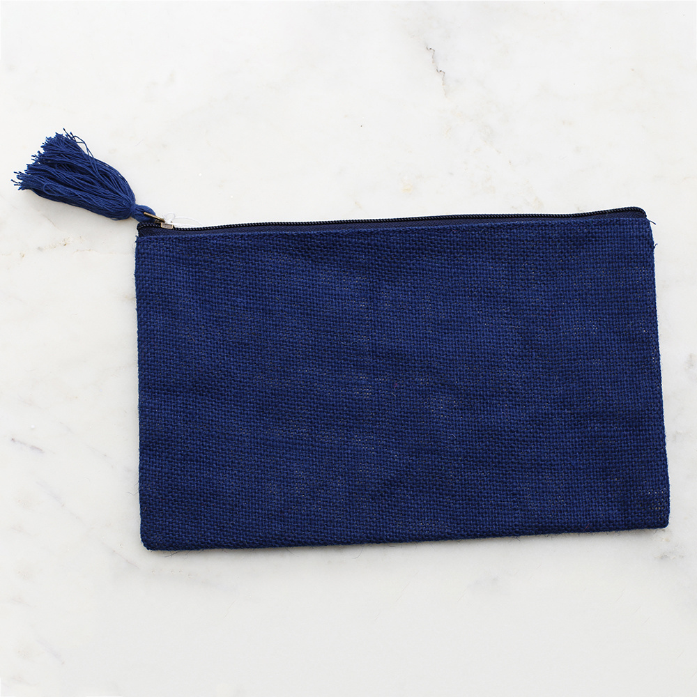 Royal Standard Jute Cosmetic Bag - Navy Blue - Initial Styles Jupiter  Boutique