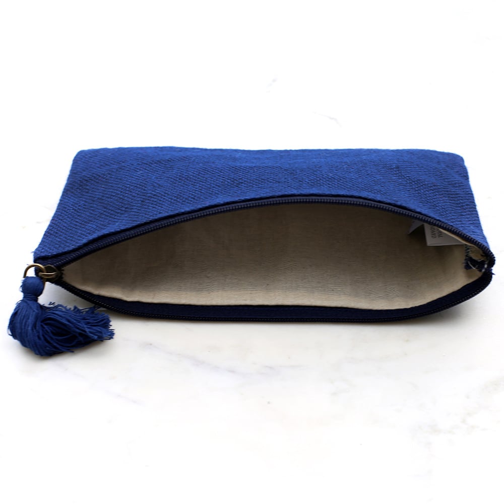 Royal Standard Jute Cosmetic Bag - Navy Blue - Initial Styles Jupiter  Boutique