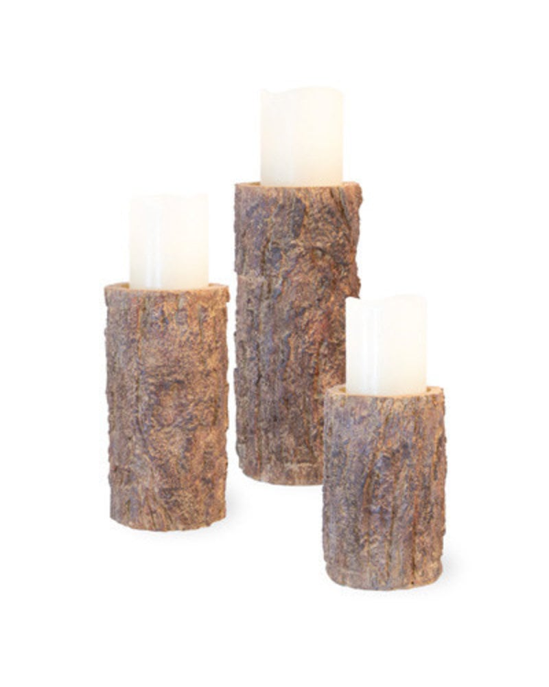 wood pillar candle holders