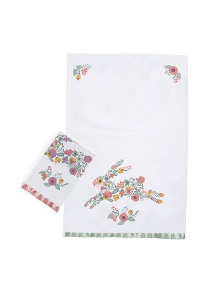 Two's Company Floral Bunny Dish Towels