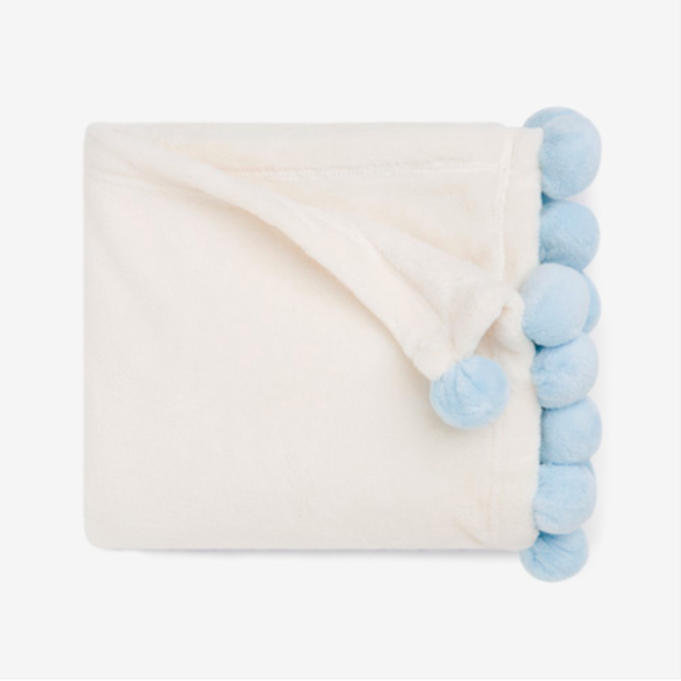 Elegant Baby Elegant Baby Blue Pom Pom Blanket