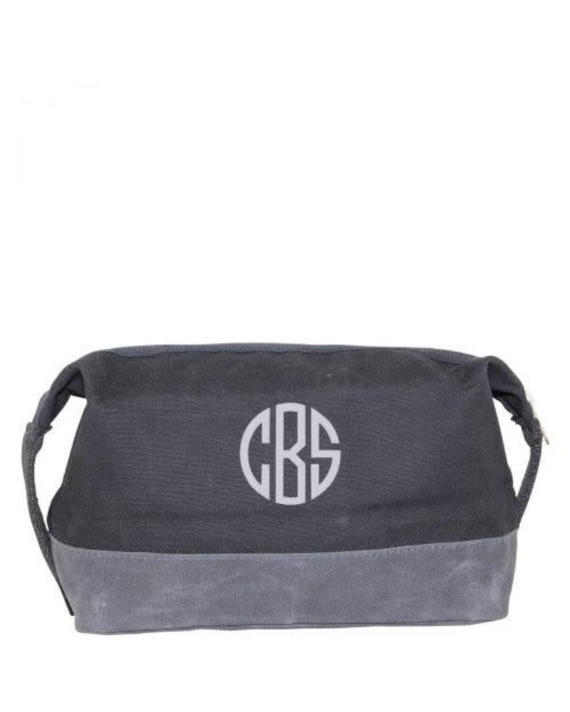 CB Station Black Waxed Canvas Dopp Kit With Monogram