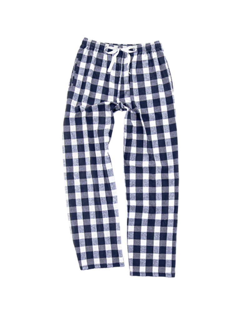 blue and white plaid pants