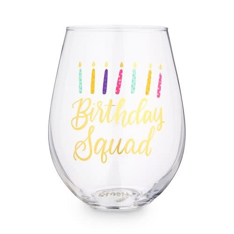 True Stemless Wine Glass - Birthday Squad