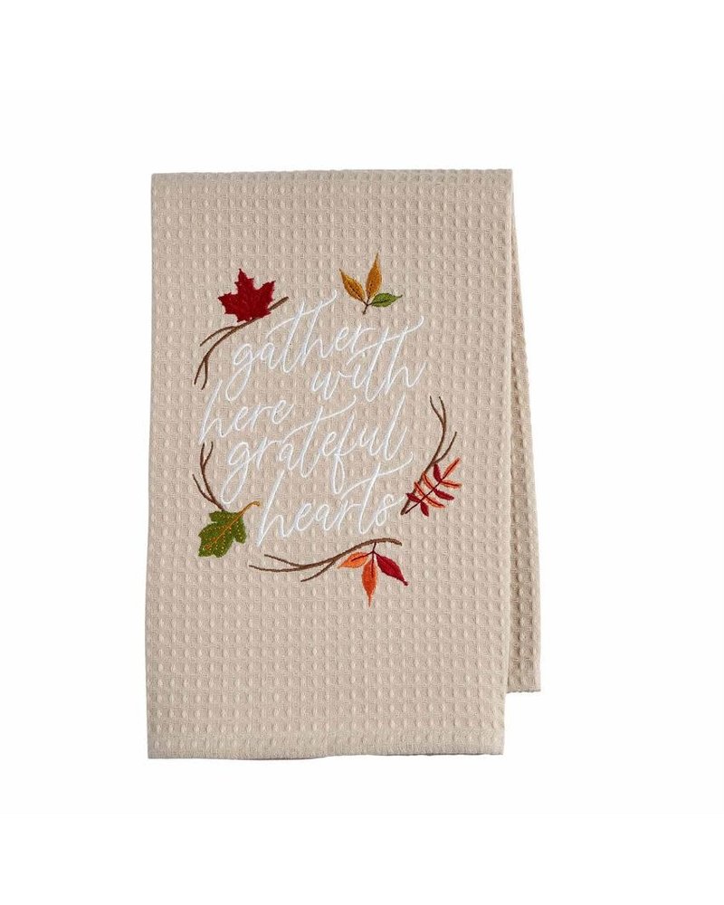 Autumn Watercolor Personalized Waffle Weave Kitchen Towel