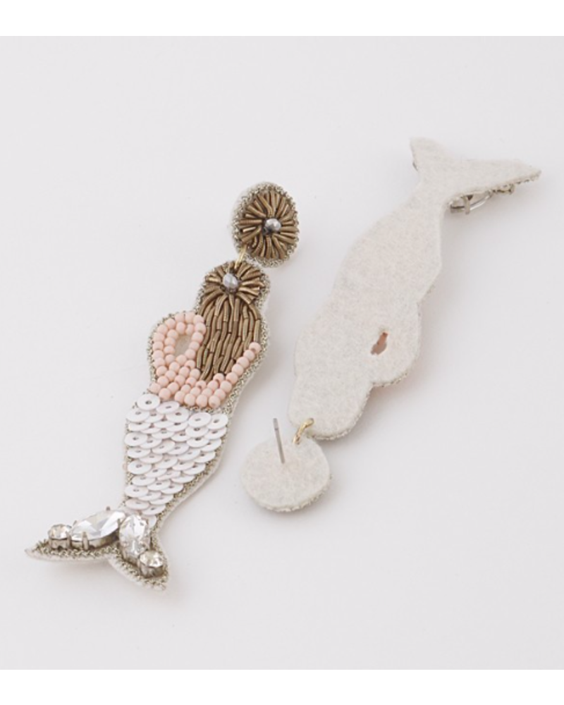 Initial Styles White Beaded Mermaid Earrings