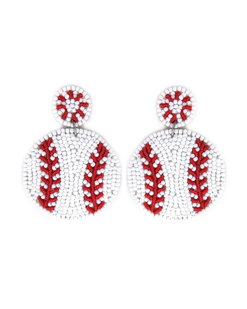 Initial Styles WAM Seed Bead Earrings - Baseball