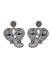 Initial Styles WAM Seed Bead Earrings - Silver Elephant Head