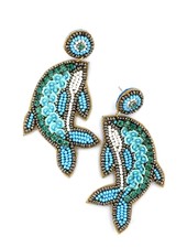 Initial Styles Dolphin Seed Bead Earrings